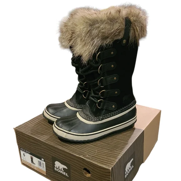 Women's Sorel Joan Of Arctic Waterproof Suede & Leather Boots Black Stone Size 6 - Picture 7 of 13